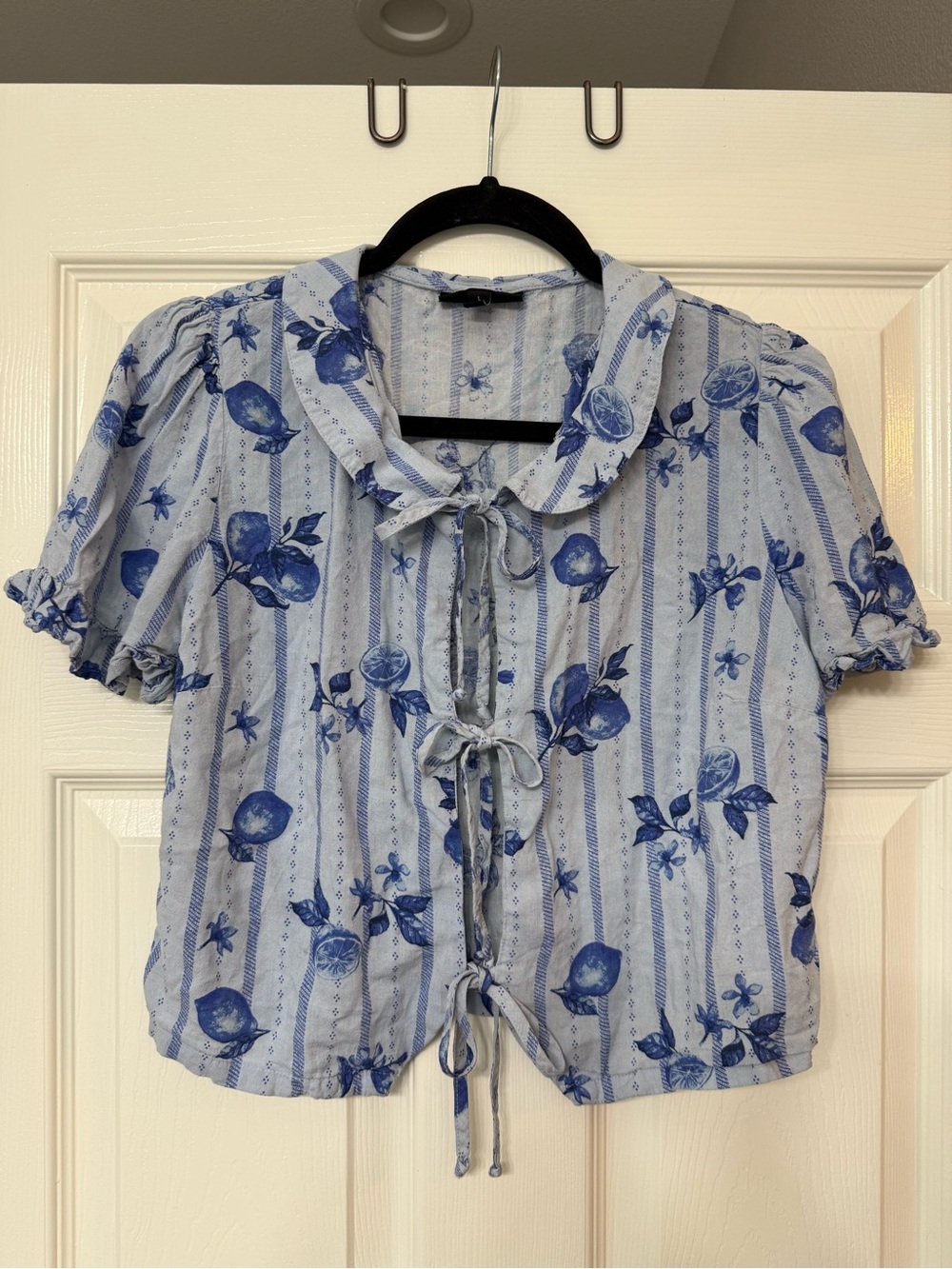 Self Esteem Blue Tie-Front Blouse